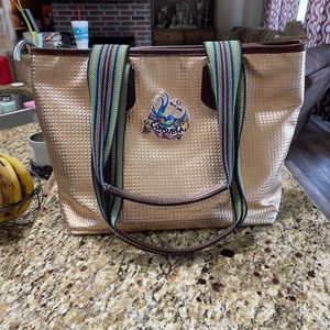 Gold Consuela Purse Tote with leather trim